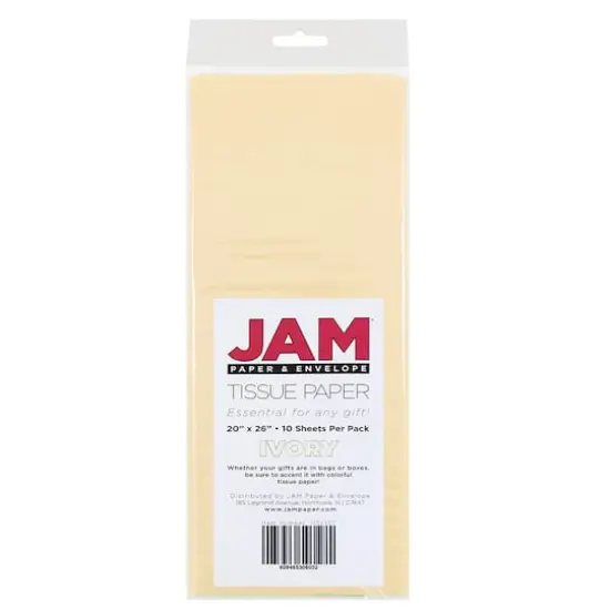 JAM Paper 20" x 26" Tissue Paper, 2 Packs of 10 Sheets Ivory {6}