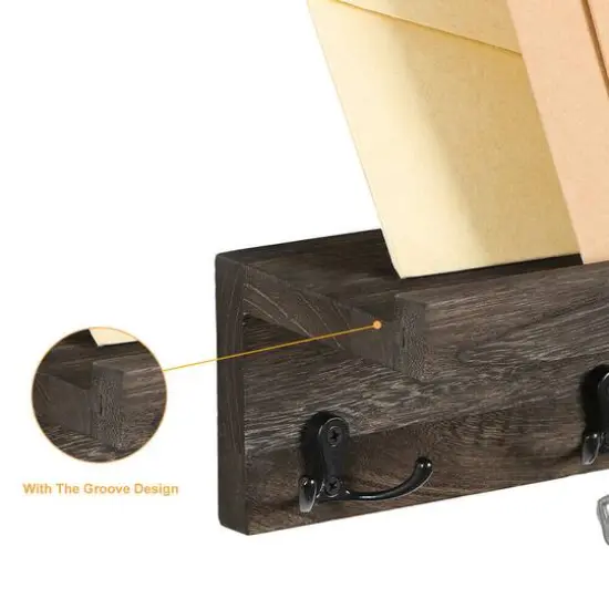 NEX&trade; 16" Dark Brown Wall-Mounted Floating 4-Hook Coat Racks, 2ct. {6}