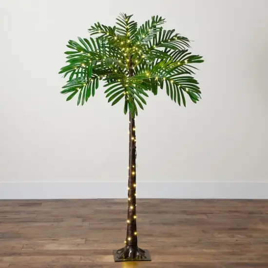 4ft. Pre-Lit UV Resistant Artificial Palm Tree with Warm White LED Lights {9}