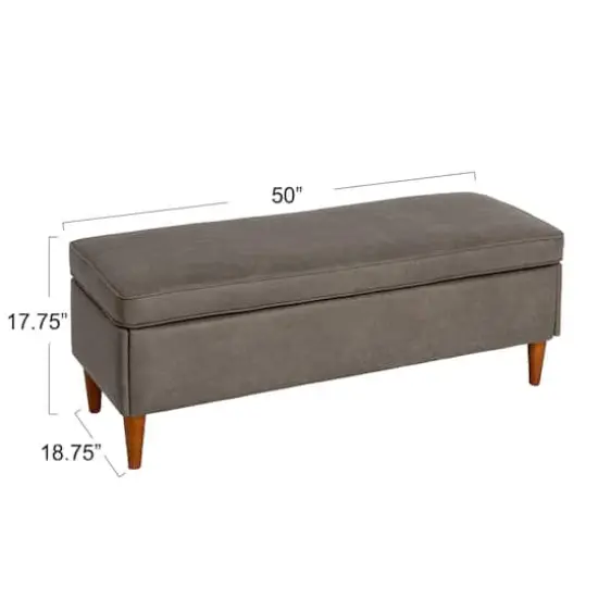 Hello Honey&reg; Atley Ash Gray Vegan Leather Upholstered Storage Bench {8}