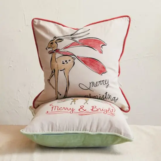 Hello Honey&reg; 20" Reindeer Cotton Chambray Printed Pillow Set {3}
