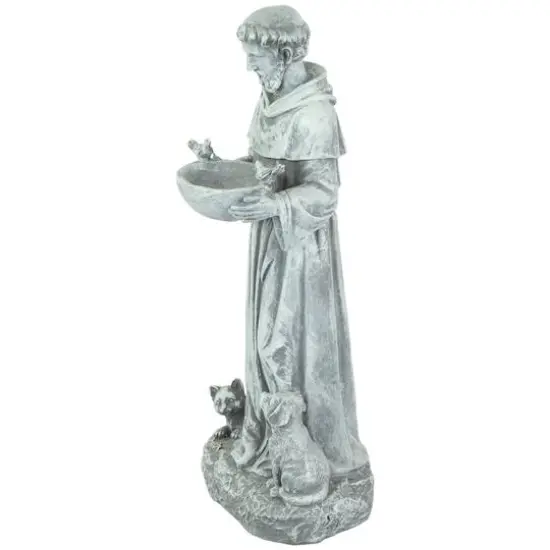 15.5" St. Francis Outdoor Bird Feeder Garden Statue {5}