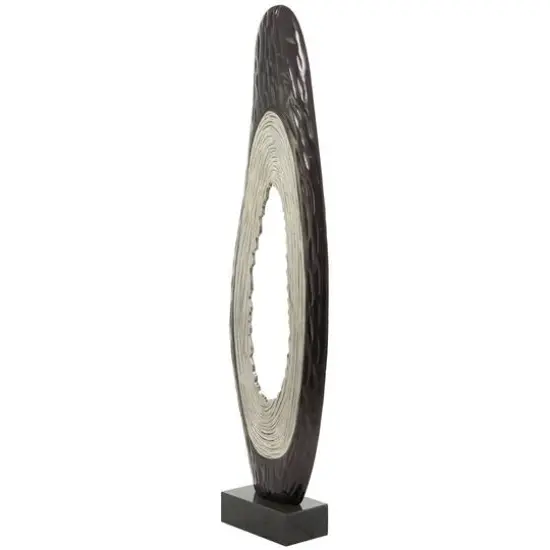 49.5" Abstract Aluminum & Marble Teardrop Sculpture Black {7}