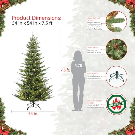 7.5ft. Pre-Lit Natural Fir Artificial Christmas Tree, Clear Lights {6}