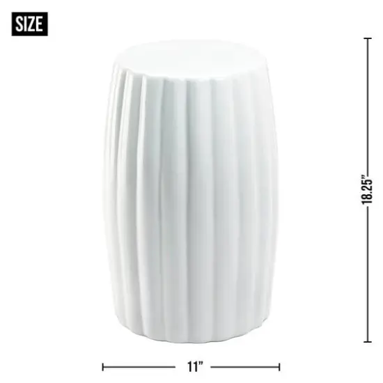 18.25" Glossy White Ceramic Stool {4}