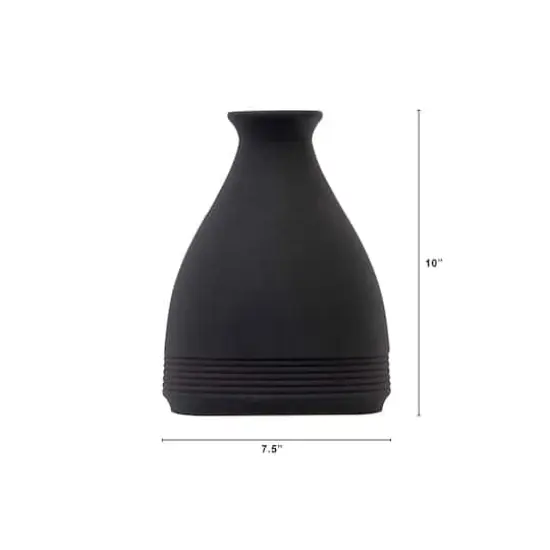 10" Black Matte Cone Stone Vase {3}