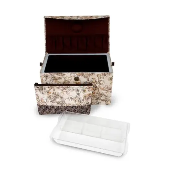 Dritz&reg; Neutral Floral Medium Rectangular Sewing Basket With Zippered Case {5}