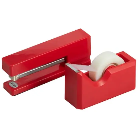 JAM Paper Stapler & Tape Dispenser Set Red {4}
