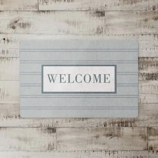 Welcome Stripe Floor Mat Blue/Blue {3}