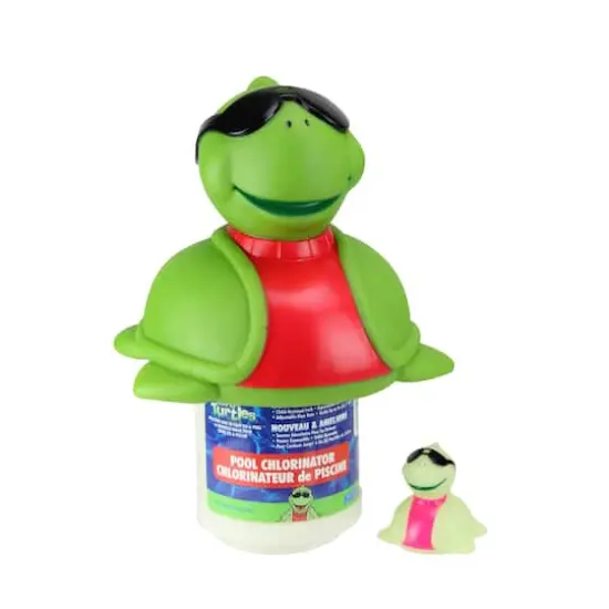 11.5" Green Turtle with Sunglasses Floating Pool Chlorine Dispenser {1}