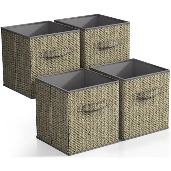 Sorbus 11" Gray Woven Foldable Storage Cubes, 4ct. {1}