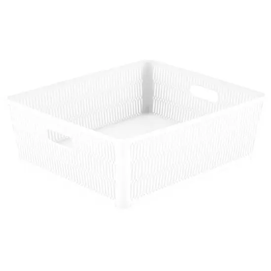 Simplify Slide 2 Stack It Shallow Tote Baskets, 2ct. White {4}
