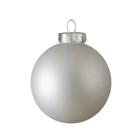 40ct. Shiny & Matte Silver Glass Ball Ornaments {7}