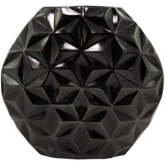 CosmoLiving by Cosmopolitan Aluminum Faceted Geometric Vase Black {5}