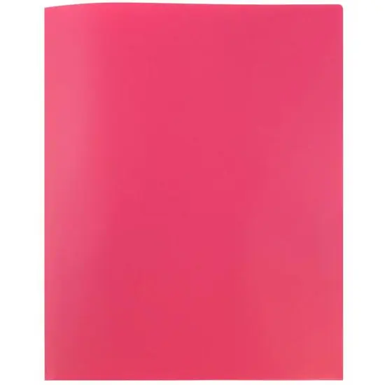 JAM Paper 9.5" x 11" Fuchsia Pink Plastic 2 Pocket POP Folders, 6ct. {6}