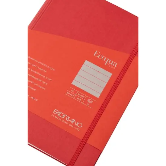 Fabriano&reg; EcoQua Plus A5 Lined Hidden Spiral-Bound Notebook Red {5}