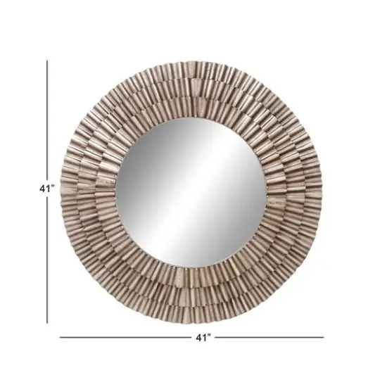 42" Silver Rustic Metal Round Wall Mirror {6}