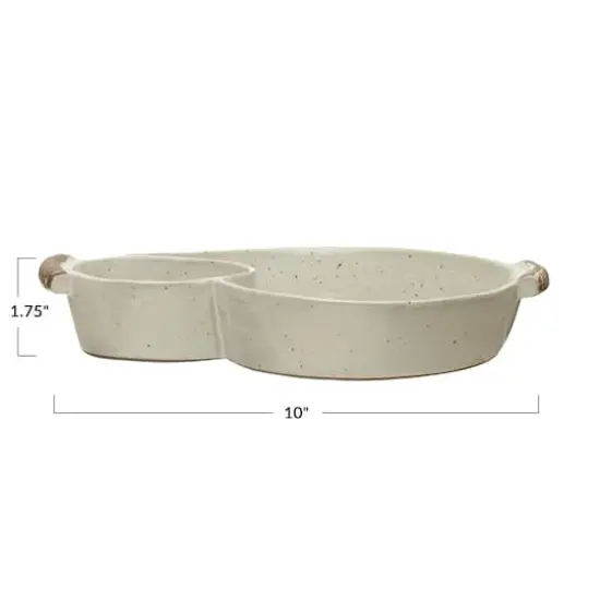 Hello Honey&reg; Ivory Farmhouse Stoneware Chip & Dip Dish with Handles {3}