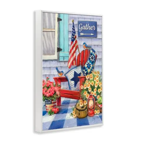 Stupell Industries Patriotic Porch View Framed Giclee Art White {4}