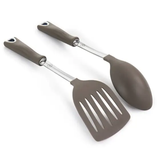 Martha Stewart 2-Piece Taupe Nylon Slotted Turner and Spoon Kitchen Utensil Set {3}
