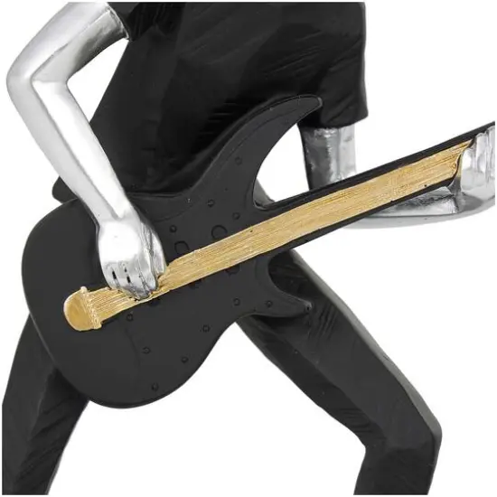 Black Polystone Rock Band Musician Sculpture with Gold & Silver Accents Set {8}