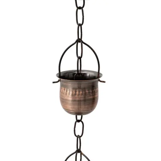 Glitzhome&reg; 8.5ft. Copper Cup Shaped Rain Chain {7}