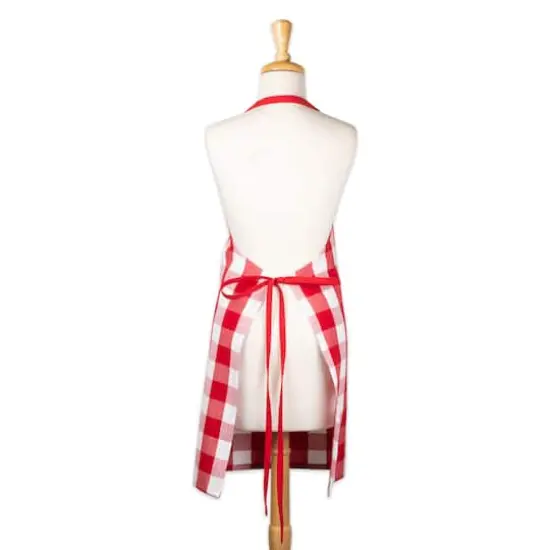 DII&reg; Buffalo Check Chef Apron Tango Red and White {5}