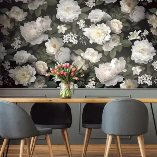RoomMates Black Photographic Floral Mural {4}