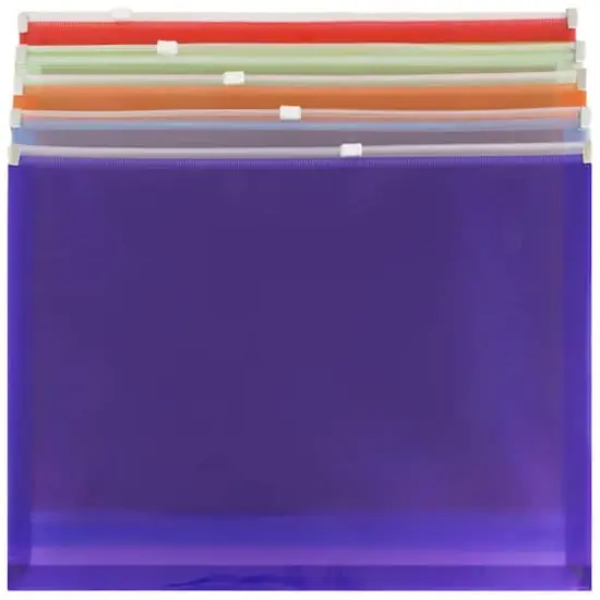 JAM Paper 9.75" x 13" Assorted Zip Closure Plastic Envelopes, 6ct. {4}