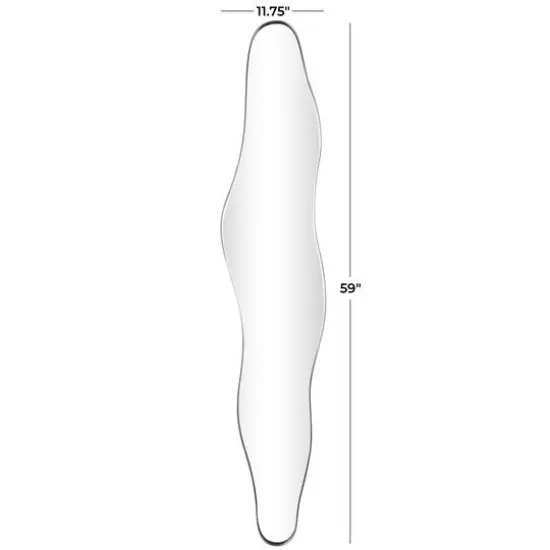 59" Black Metal Framed Abstract Wavy Wall Mirror {5}