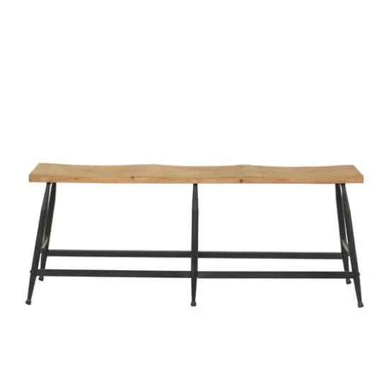Brown Metal Industrial Bench 19" x 48" x 13" {6}