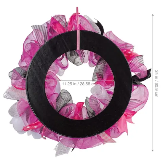 24" Pink, Black & White Mesh & Ribbon Wreath with Ghost by Ashland&reg; {5}