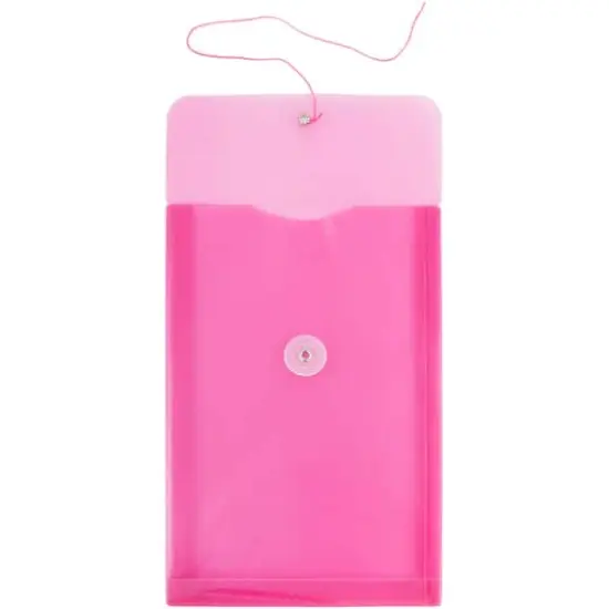 JAM Paper 6.25" x 9.25" Button & String Tie Closure Plastic Envelopes, 12ct. Fuchsia Pink {4}