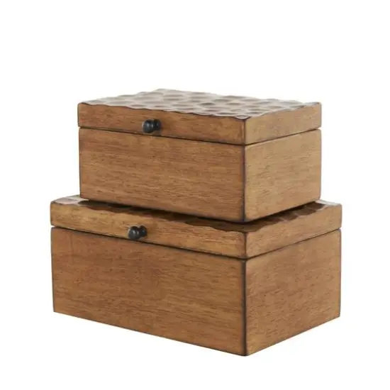 Brown Textured Concave Honeycomb Storage Box Set {11}