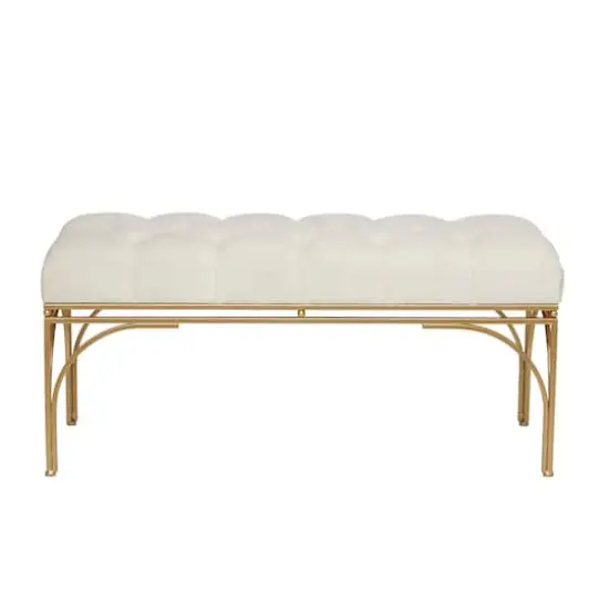 White Metal Glam Bench, 18" x 39" x 16" {7}
