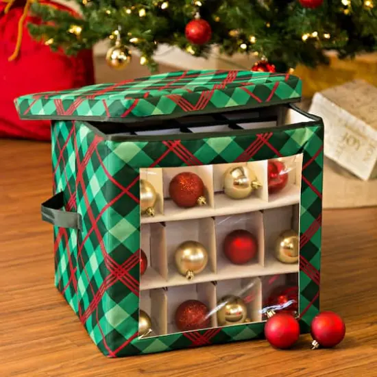 Honey Can Do Plaid 48ct. Ornament Storage Cube {1}
