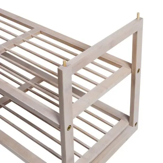 Honey Can Do White Wash 2-Tier Stackable Bamboo Shoe Rack {8}