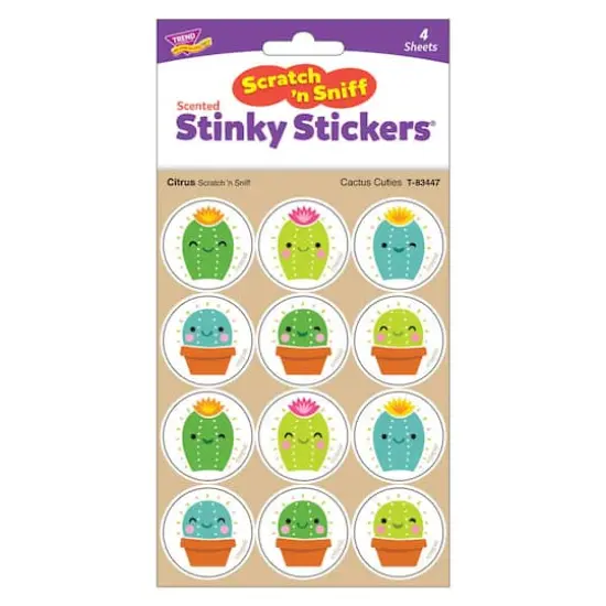 TREND Enterprises&reg; Cactus Cuties, Citrus scent Scratch 'n Sniff Stinky Stickers&reg;, 48 Per Pack, 6 Packs {4}
