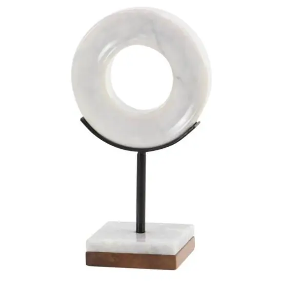 CosmoLiving by Cosmopolitan 11" White Marble Round Sculpture {1}
