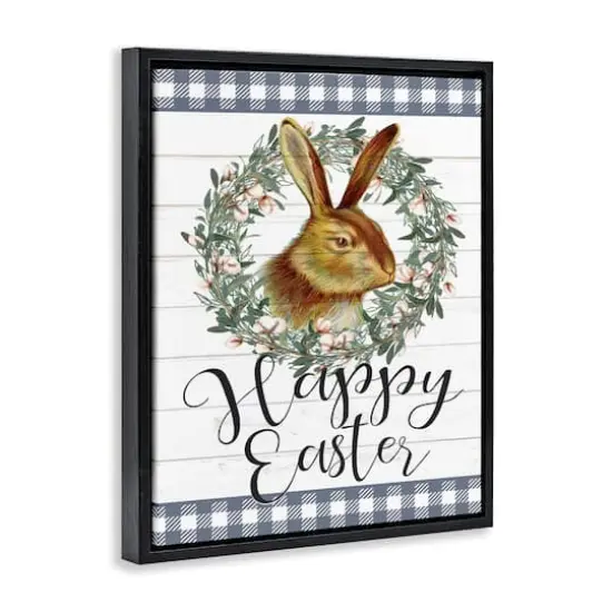 Stupell Industries Easter Bunny Wreath Phrase Floater Framed Art Black {4}