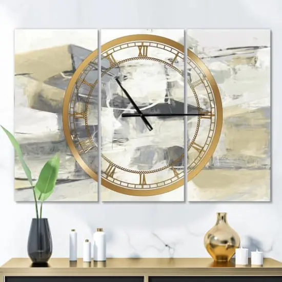 Designart 'Glam Cream Dream Iv Modern Multipanel Wall Clock {3}