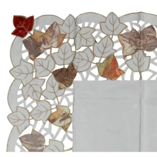 Autumn Elegance Embroidered Leaf Table Topper {4}