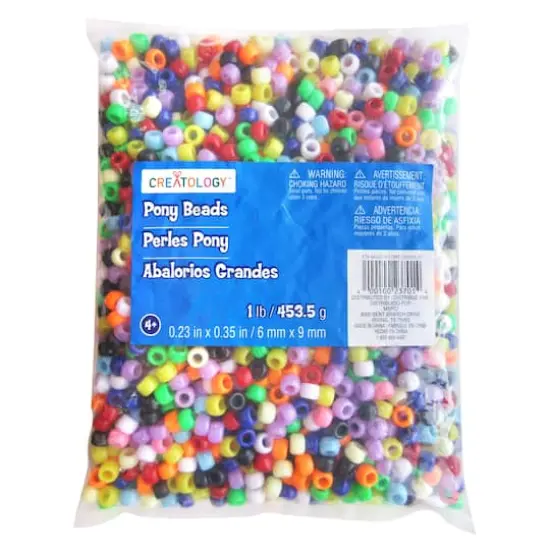 1lb. Multicolor Pony Beads by Creatology&trade;, 6mm x 9mm Opaque {4}