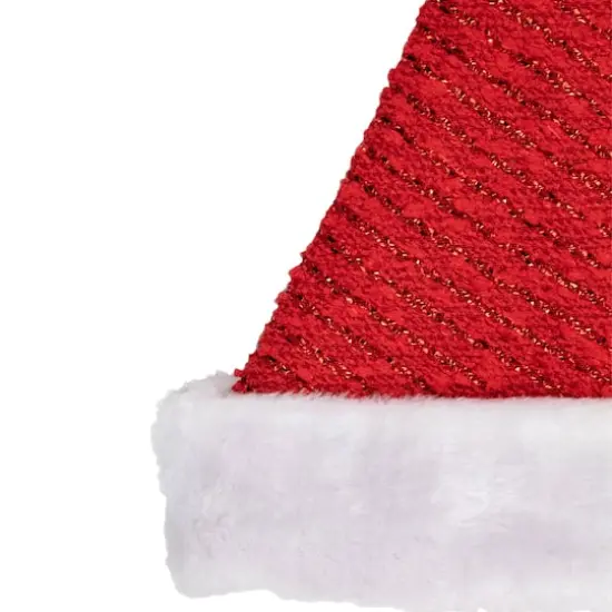 17" Red & White Striped Santa Hat with Pom Pom & Cuffed Faux Fur {3}