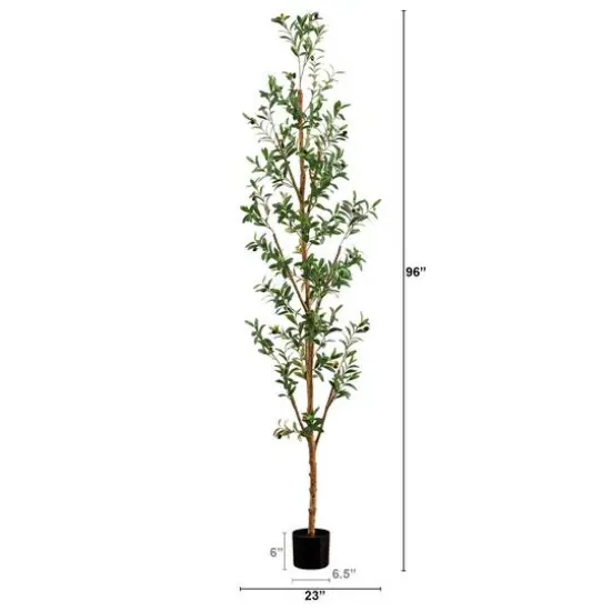 8ft. Potted Artificial Olive Tree with Natural Trunk {6}