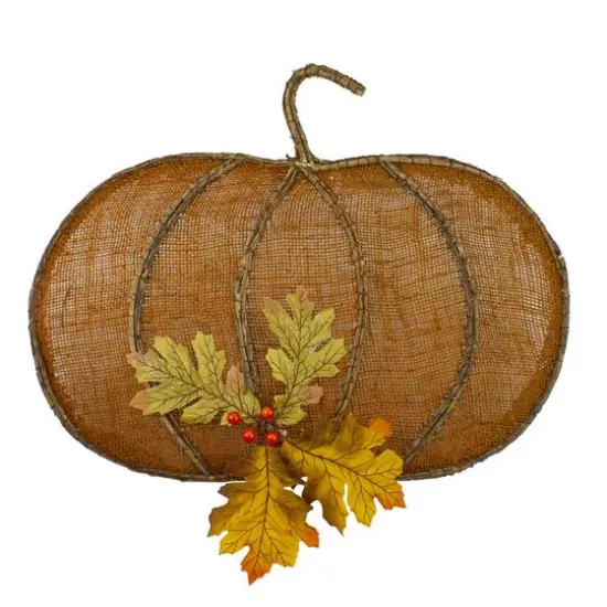19" Orange Burlap & Vine Pumpkin Wall D&eacute;cor {1}