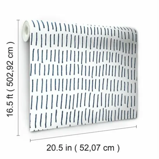 RoomMates Tick Marks Peel & Stick Wallpaper Blue and White {9}