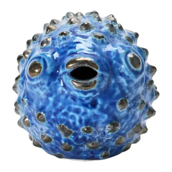 Hello Honey&reg; 4.5" Blue Stoneware Puffer Fish Accent {5}