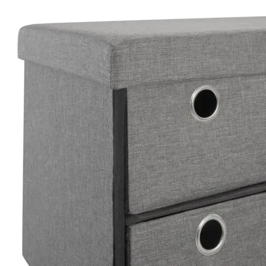 Simplify Gray 6 Drawer Collapsible Double Storage Ottoman {8}