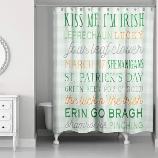St Pat Words Buffalo Check Shower Curtain 71" x 74" Shower Curtain {3}